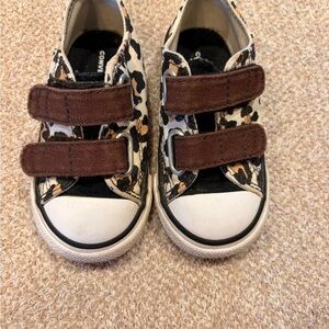 Converse Stylish Leopard Print Kids Shoes with Brown Straps